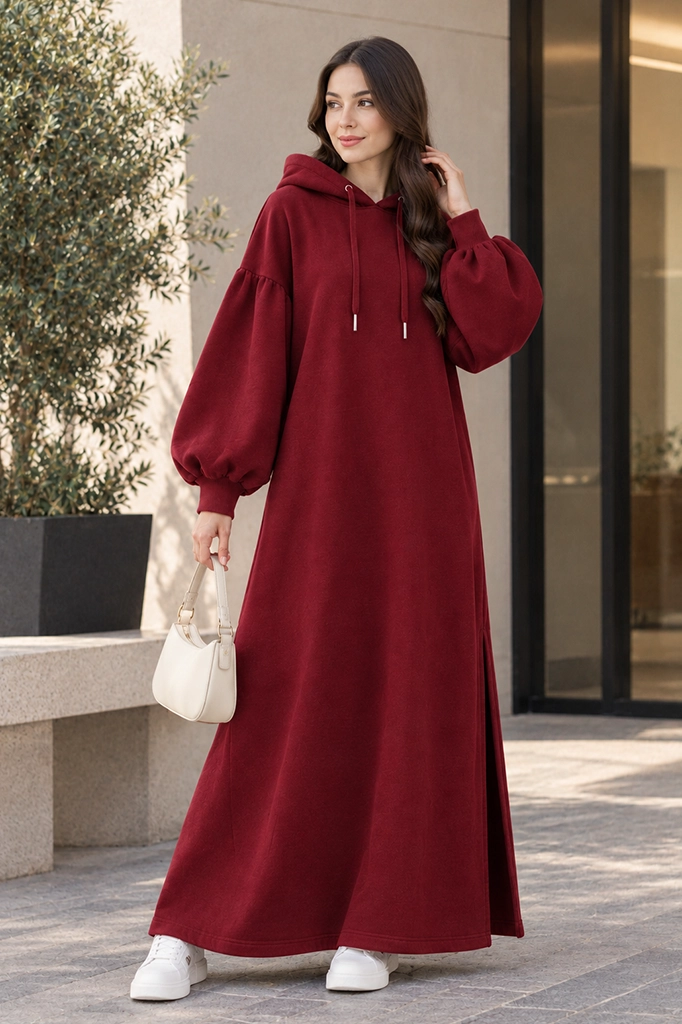 Burgundy Hoodie Coat