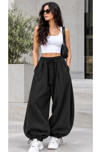 Super wide pant - Black - Photo 1