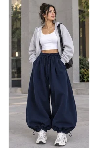 Super wide pant - Navy - Photo 1